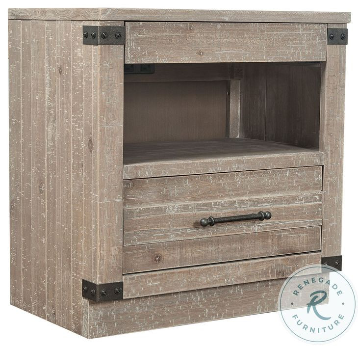 Foundry Weathered Stone 2 Drawer Nightstand
