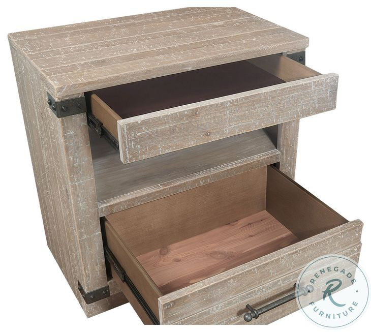 Foundry Weathered Stone 2 Drawer Nightstand