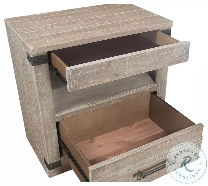 Foundry Weathered Stone 2 Drawer Nightstand