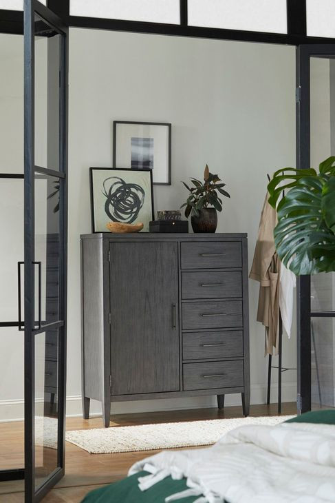 Preston Urbane Gray 5 Drawer Chest with 1 Door