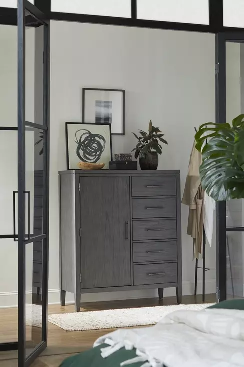Preston Urbane Gray 5 Drawer Chest with 1 Door