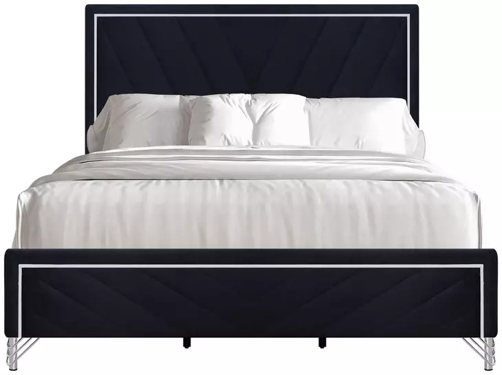 Ava Black King Upholstered Panel Bed
