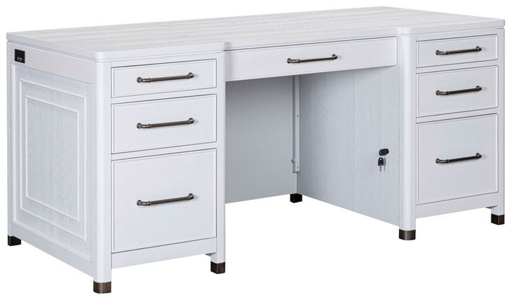 Norah Simply White 68" Executive Home Office Set with USB Charging