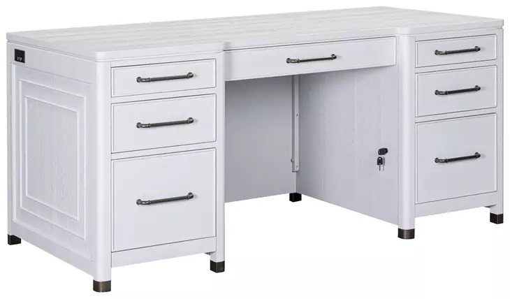 Norah Simply White 68" Executive Home Office Set with USB Charging