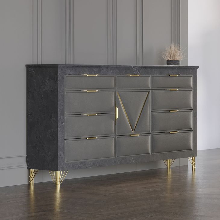Symmetry Charcoal 10 Drawer Dresser