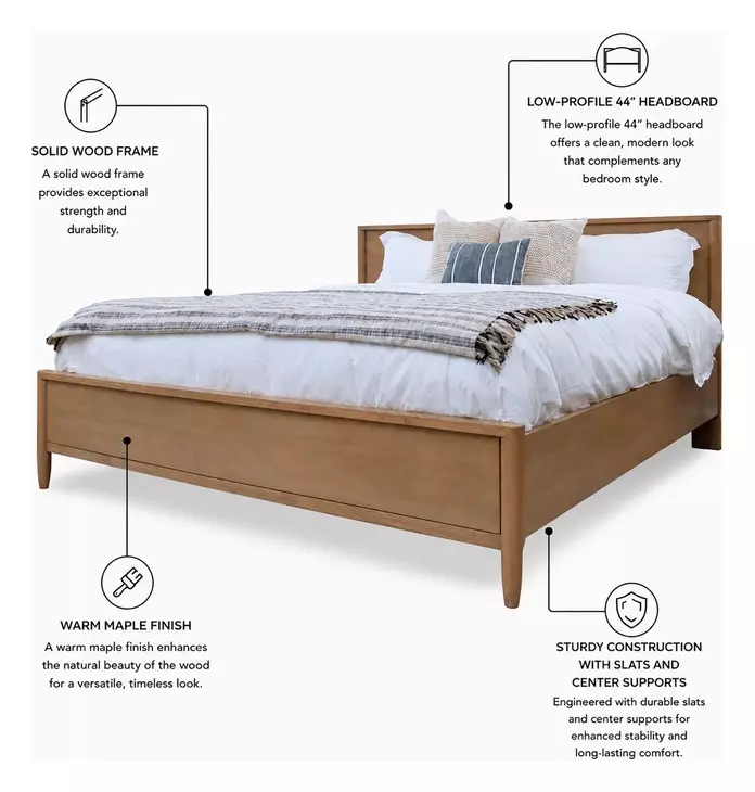 Maplewood Warm Maple King Low Profile Platform Bed