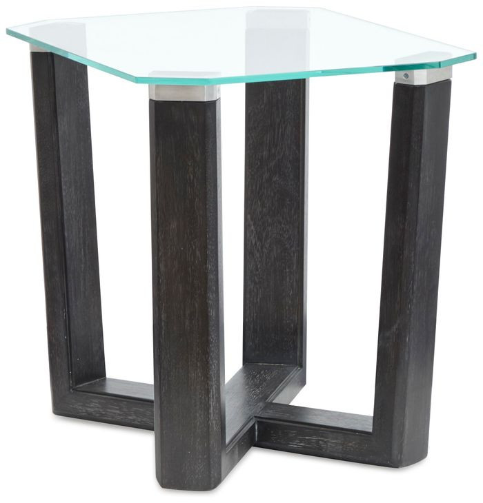 Ironvale Black Truffle Rectangular Glass Top End Table