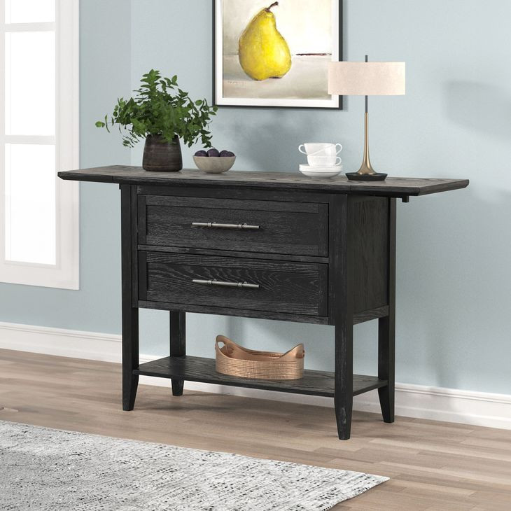 Sable Crest Black Extendable Drop Leaf Server