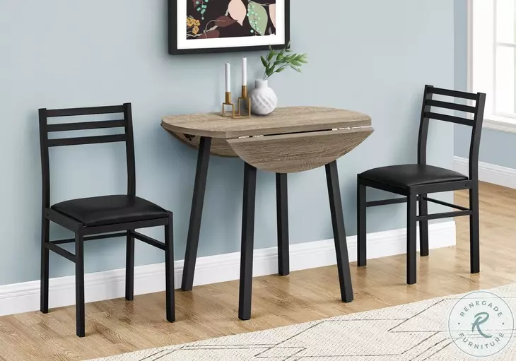 1003 Dark Taupe And Black 3 Piece Dining Set