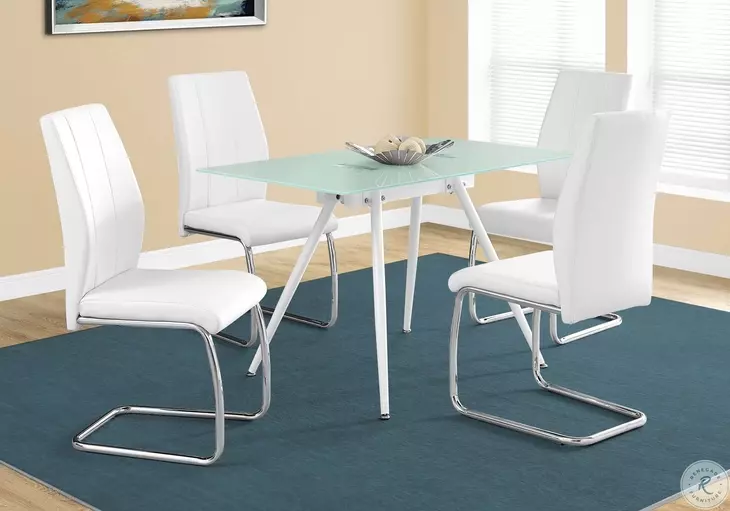 White And Chrome 39" H Dining Chair Set of 2