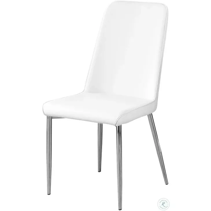 White And Chrome 37" H Dining Chair Set of 2