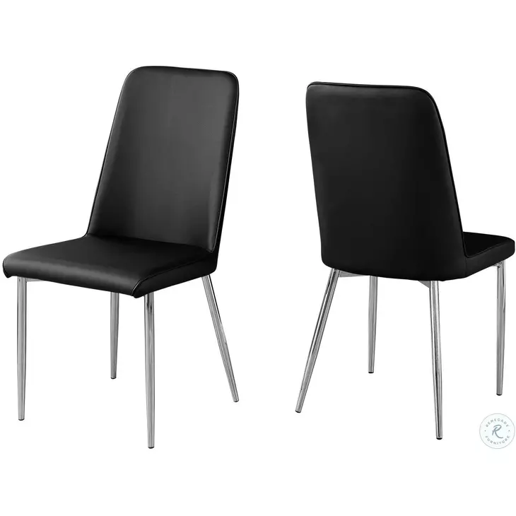 Black And Chrome 37" H Dining Chair Set of 2
