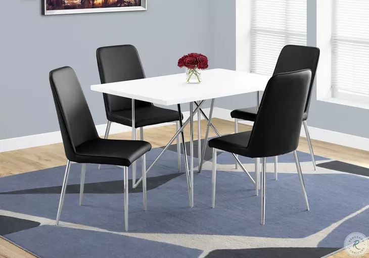 Black And Chrome 37" H Dining Chair Set of 2