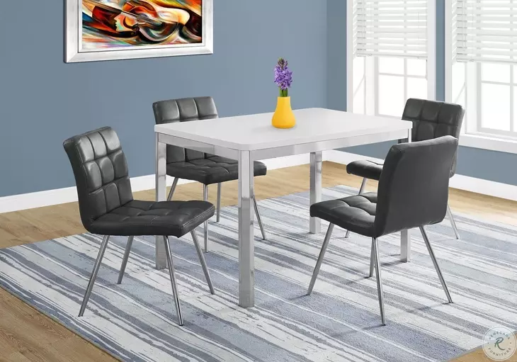 Gray Chrome Metal 32" Dining Chair Set of 2