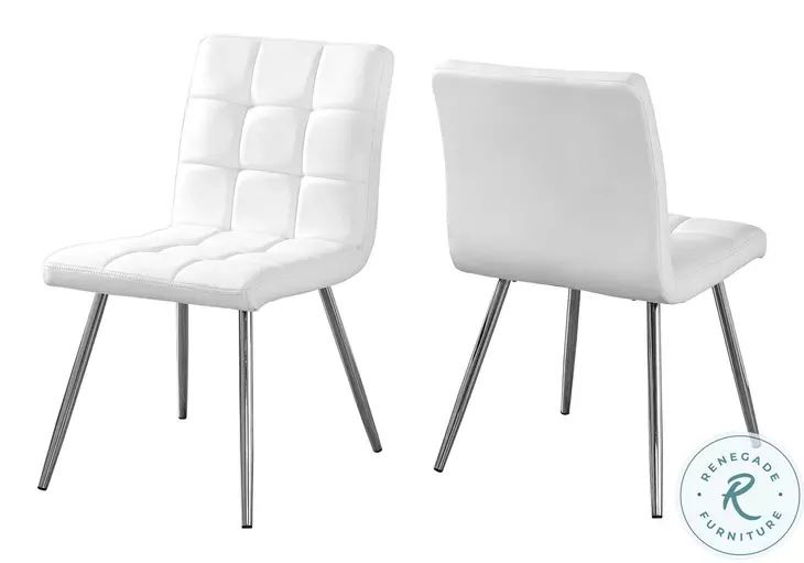 White Chrome Metal 32" Dining Chair Set of 2