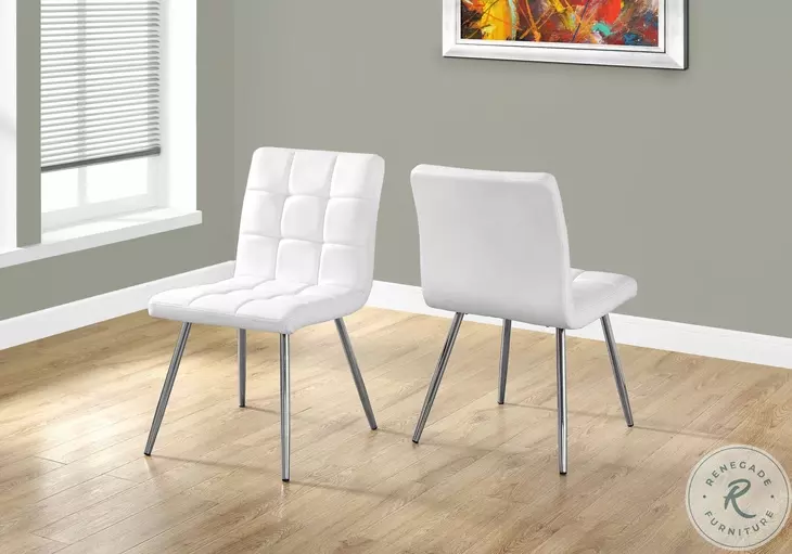 White Chrome Metal 32" Dining Chair Set of 2