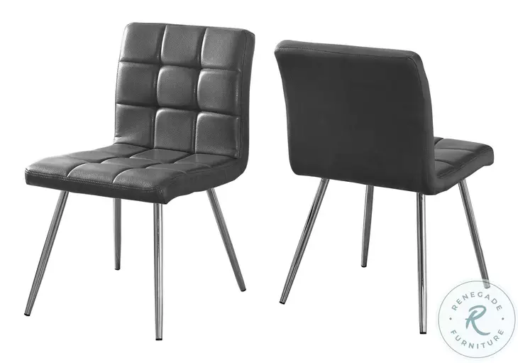 Gray Chrome Metal 32" Dining Chair Set of 2