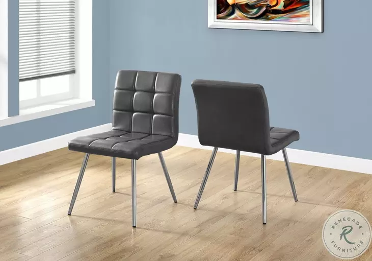 Gray Chrome Metal 32" Dining Chair Set of 2