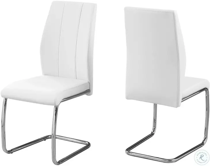 White And Chrome 39" H Dining Chair Set of 2