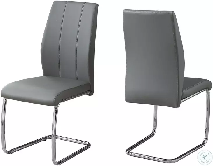 Gray And Chrome 39" H Dining Chair Set of 2