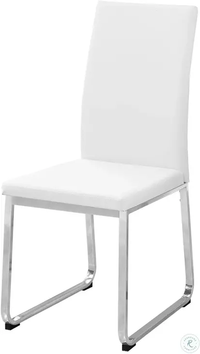 White Faux Leather and Chrome Dining Chair Set of 2