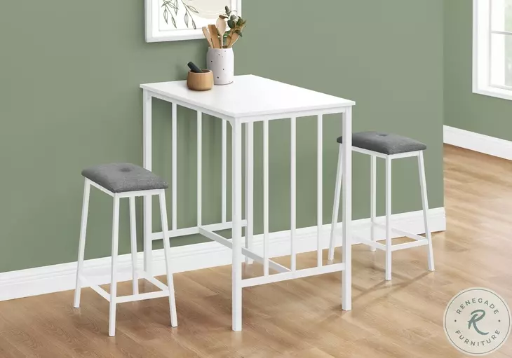 1147 White and Gray 3 Piece Counter Height Dining Table Set