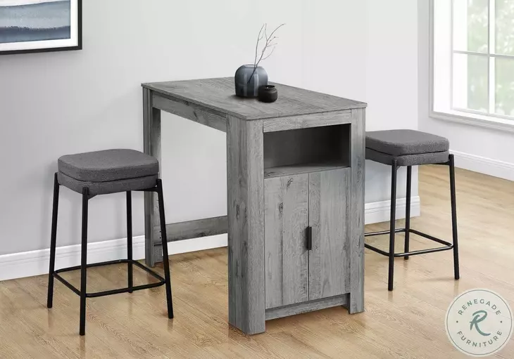 2226 Grey Fabric And Black Metal Bar Stool Set Of 2