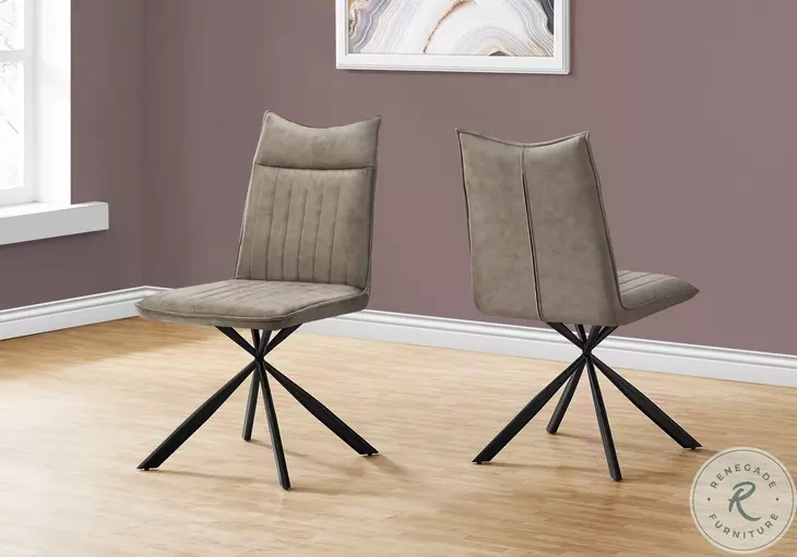 1216 Taupe Fabric Dining Chair Set Of 2