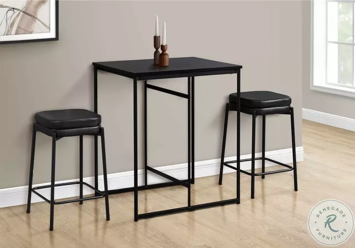 2225 Black Leather Look Bar Stool Set Of 2