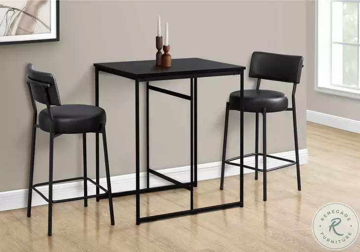 2245 Black Leather Look Bar Stool Set Of 2
