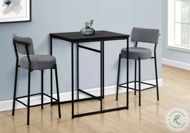2246 Grey Fabric And Black Metal Bar Stool Set Of 2