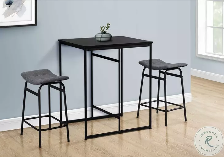2385 Grey Fabric And Black Metal Counter Height Stool Set Of 2