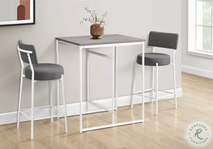 2247 Grey Fabric And White Metal Bar Stool Set Of 2