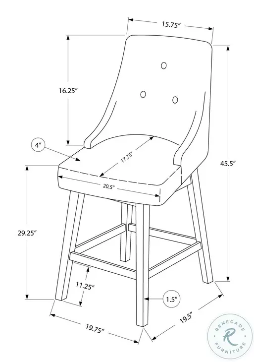 1243 Grey 46" Swivel Bar Stool Set Of 2