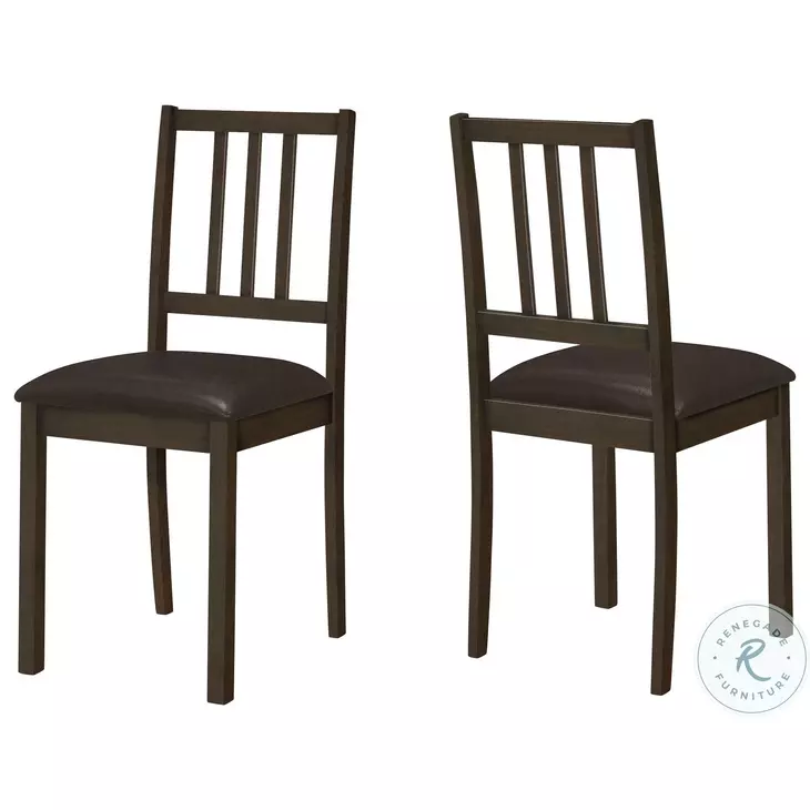 1304 Espresso And Dark Brown Slat Back Dining Chair Set of 2