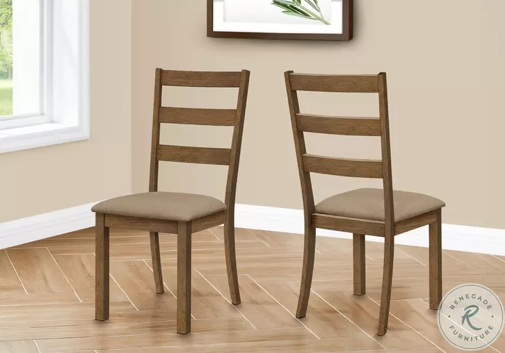 1313 Beige Ladder Back Upholstered Side Chair Set of 2