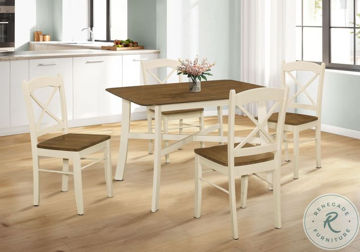 1328 Cream And Oak Rectangular Dining Room Set