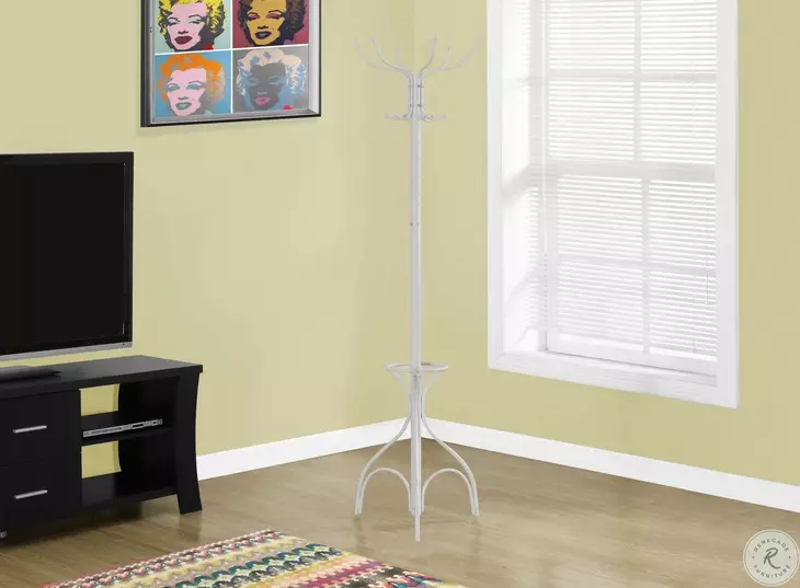 White Metal 70" Coat Rack