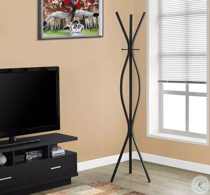 72" Black Metal Coat Rack