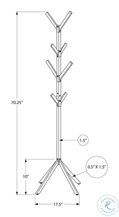 2057 Black 70" Coat Rack
