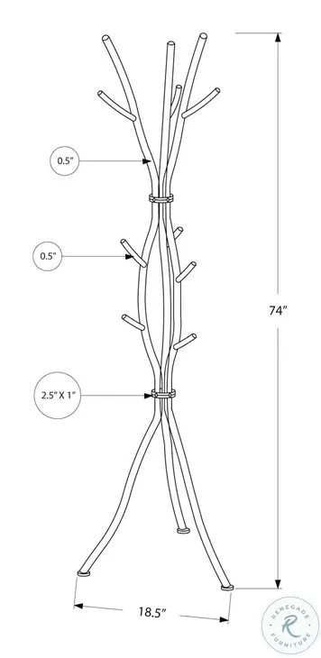 2061 Silver 74" Coat Rack