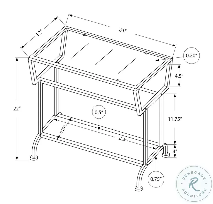 2068 White And Silver 22" Accent Table
