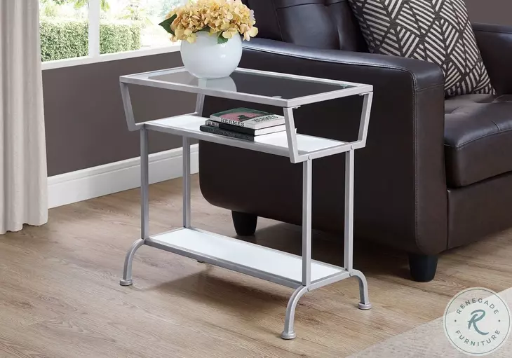 2068 White And Silver 22" Accent Table