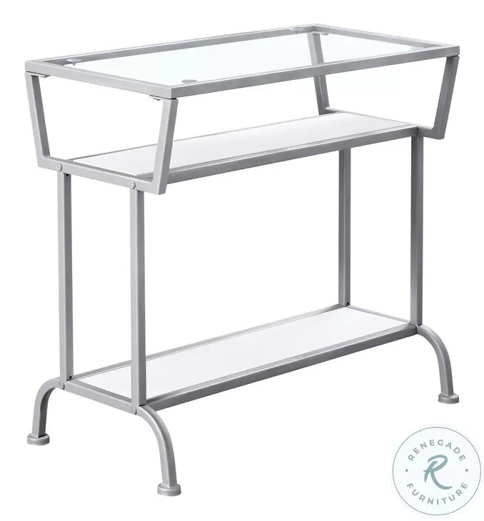 2068 White And Silver 22" Accent Table