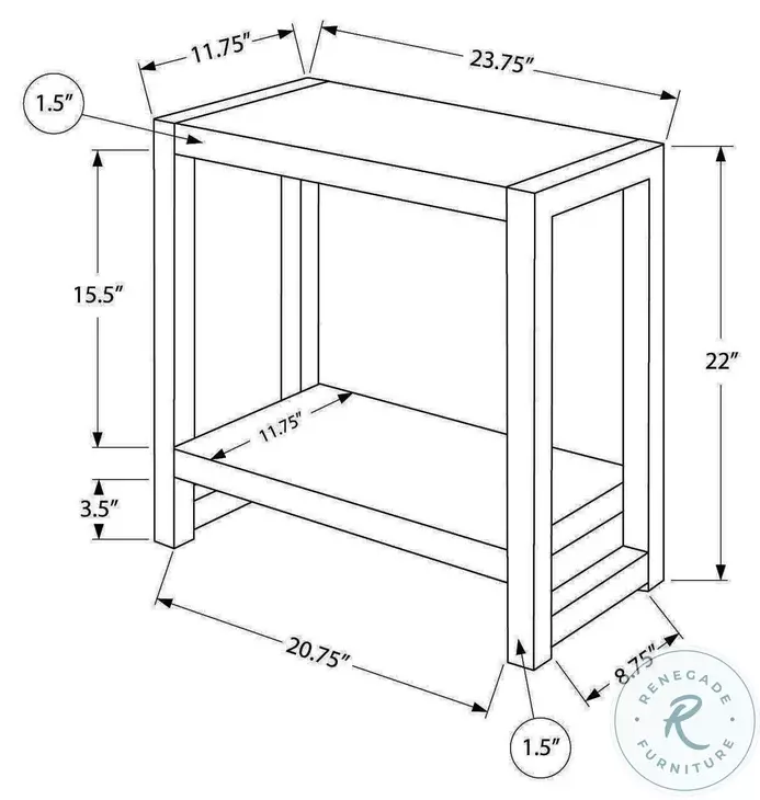 2082 Grey And Black 22" Accent Table