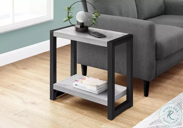 2082 Grey And Black 22" Accent Table