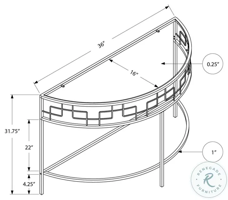 2112 White And Clear 36" Console Table