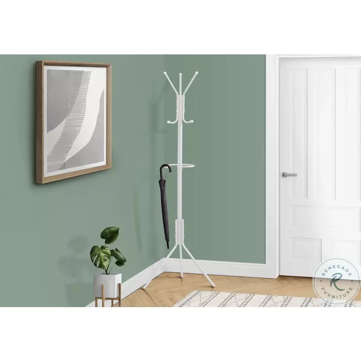 2164 White Metal 68" Metal Coat Rack