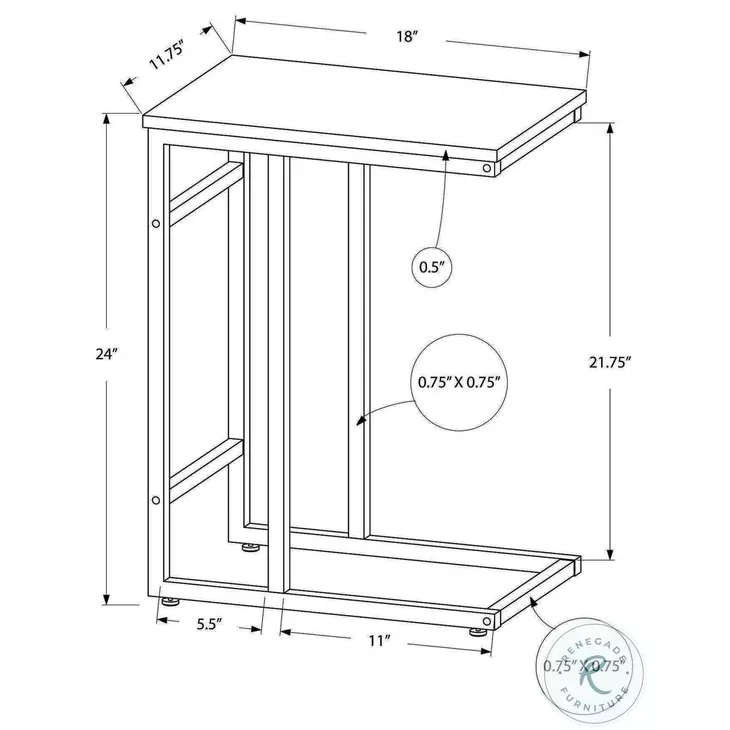 2170 Black 24" Accent Table