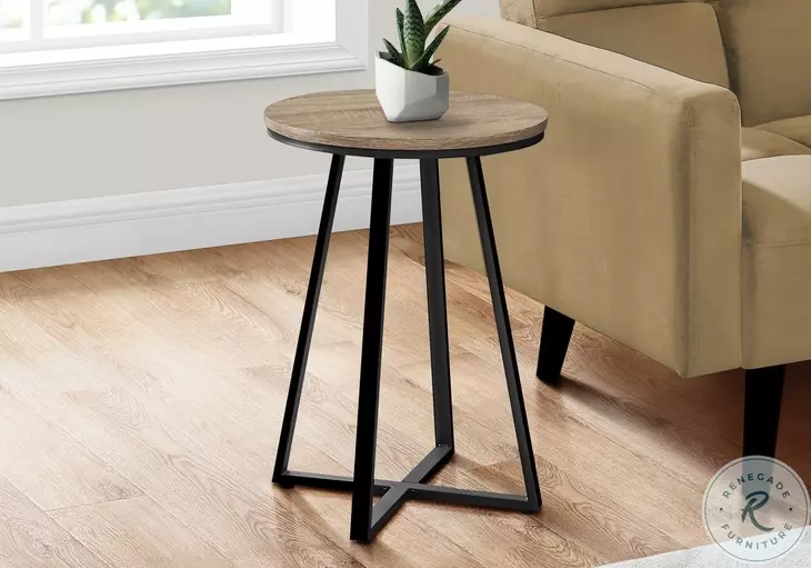 2177 Dark Taupe and Black 22" Accent Table